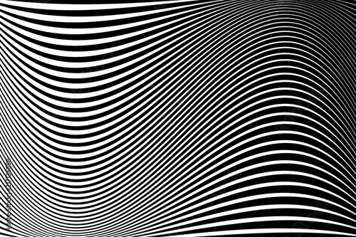 Abstract pattern.  Texture with wavy, billowy lines. Optical art background. Wave design black and white.
