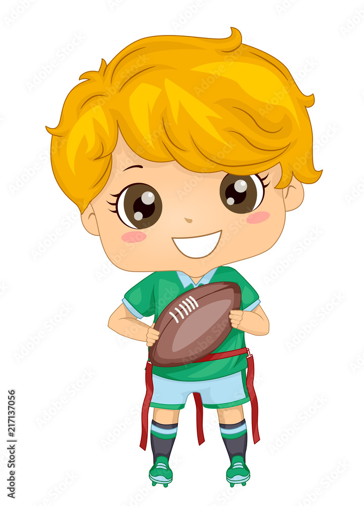 Kid Boy Flag Foot Ball Illustration Kid Boy Flag Foot Ball Illustration