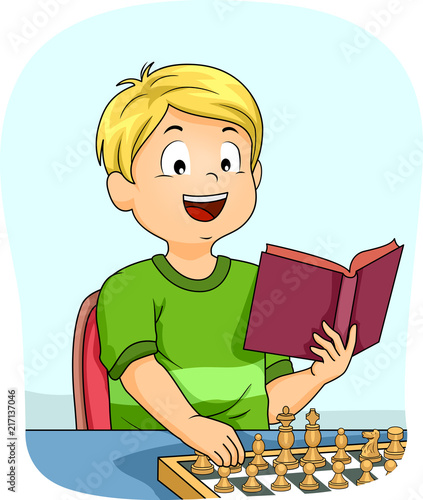 Kid Boy Chess Learn Book Illustration