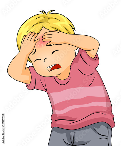 Kid Boy Forehead Bump Illustration