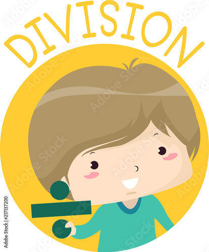 Kid Boy Hold Division Sign Illustration