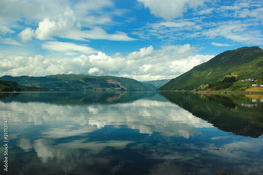View of  Etnefjorden near Etne in Hordaland county, Norway.