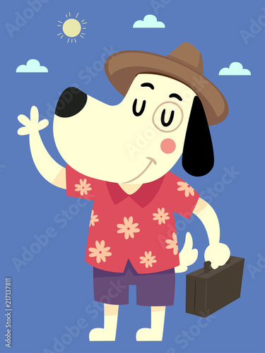 Dog Vacation Wave Illustration