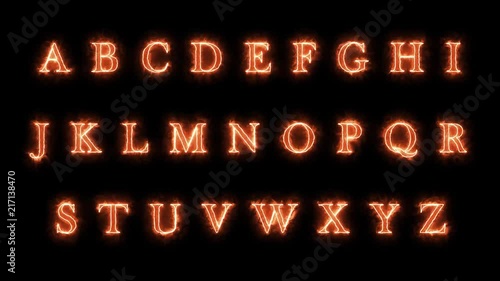 4k ABC Fire Letters Animation/
Animation of a fire alphabet with burning letters, with also a version on green screen photo