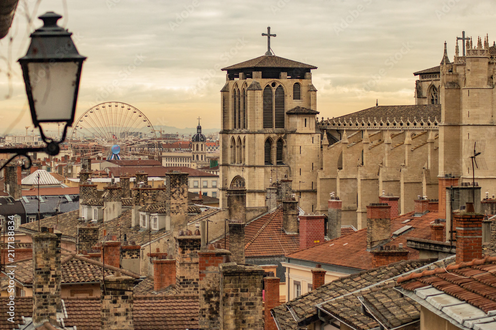 Lyon, FRANCE. View on The city what is known for its cuisine and gastronomy 01.12.2015