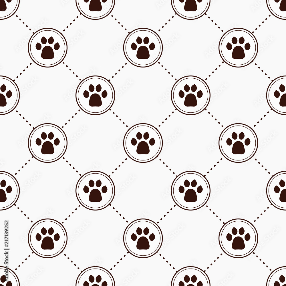 Cats Paw Print. Seamless animal pattern of paw footprint Cats Paw Print. Seamless animal pattern of paw footprint