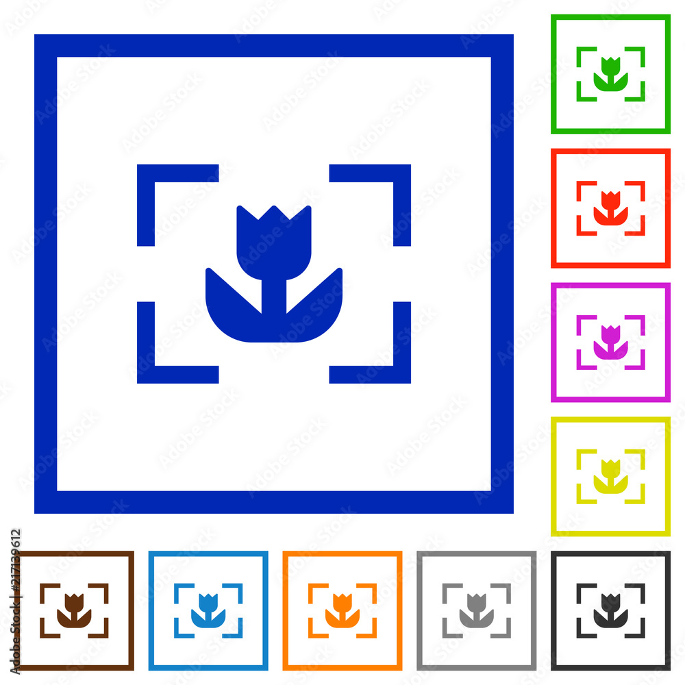 Obraz premium Camera macro mode flat framed icons