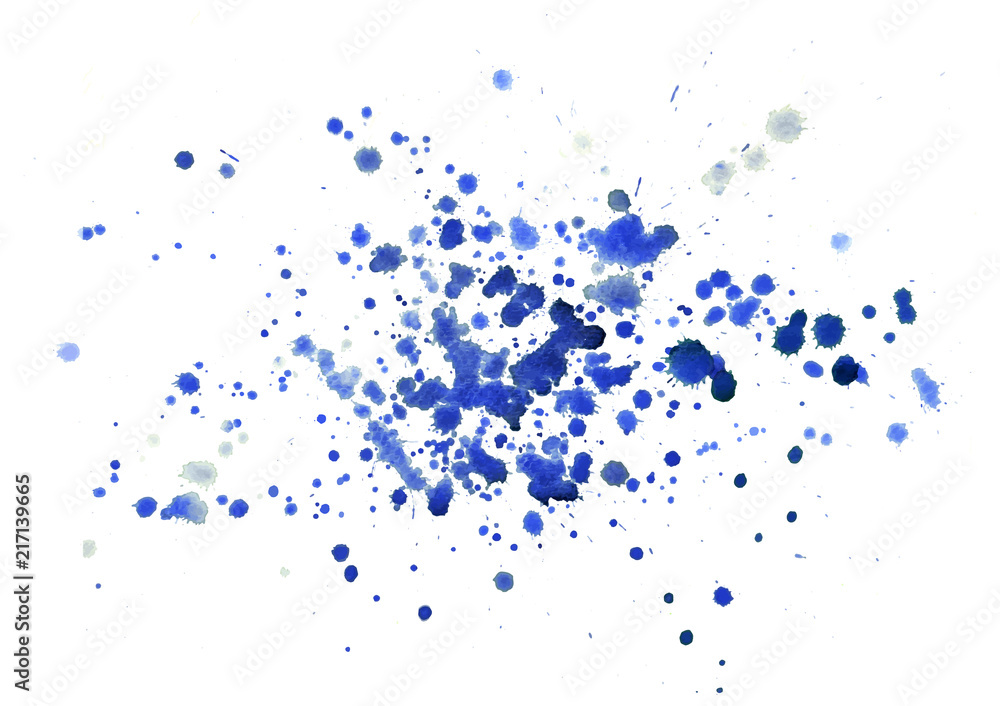 Many small blue watercolor splashes, vector design