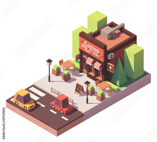 Vector isometric pizzeria building