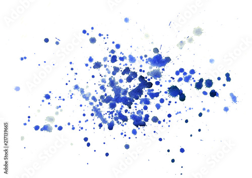 Many small blue watercolor splashes, vector design