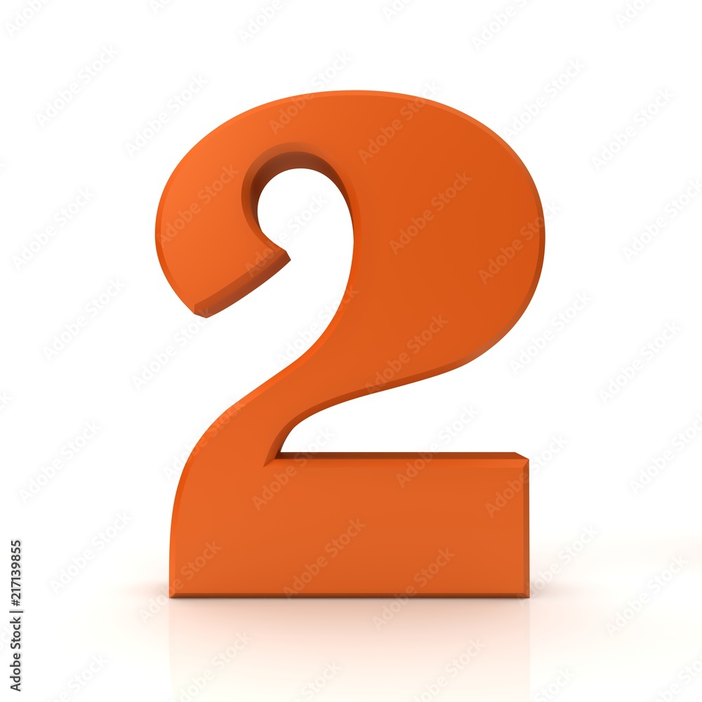 2 two number second orange 3d sign isolated on white background 2 two number second orange 3d sign isolated on white background
