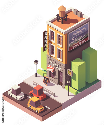 Vector isometric tapas restaurant
