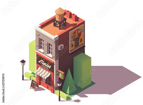 Vector isometric wine shop