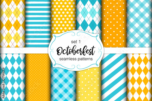 Cute set of seamless traditional Octoberfest patterns