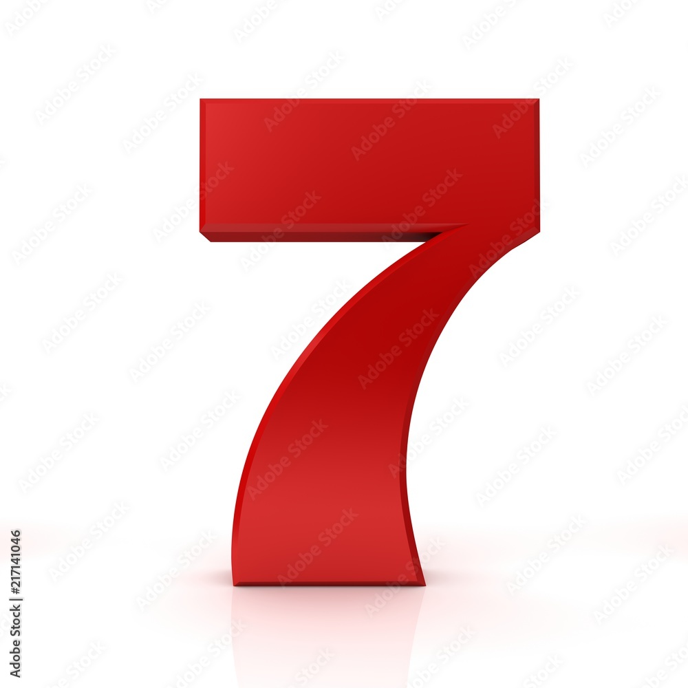7 number seven red 3d isolated 7 number seven red 3d isolated