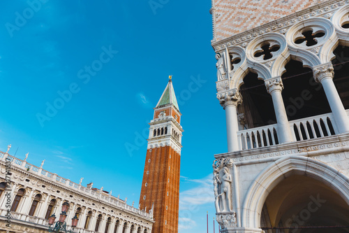 Venice, Italy - May 24, 2018: Beautiful architecture of a unique Venice. Postcard with a view of the city.