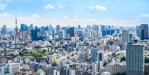 東京 青空と都市風景