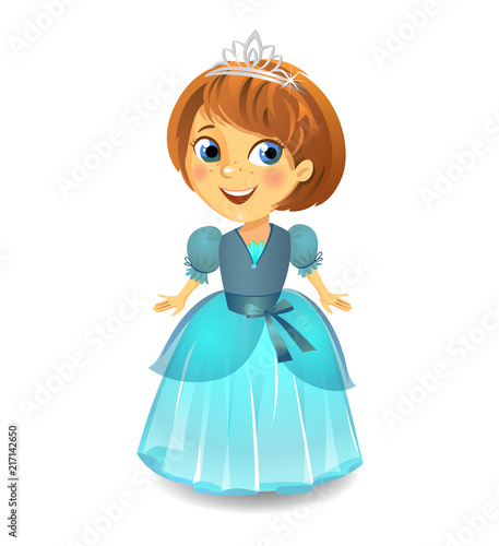 Cute little princess in a blue dress