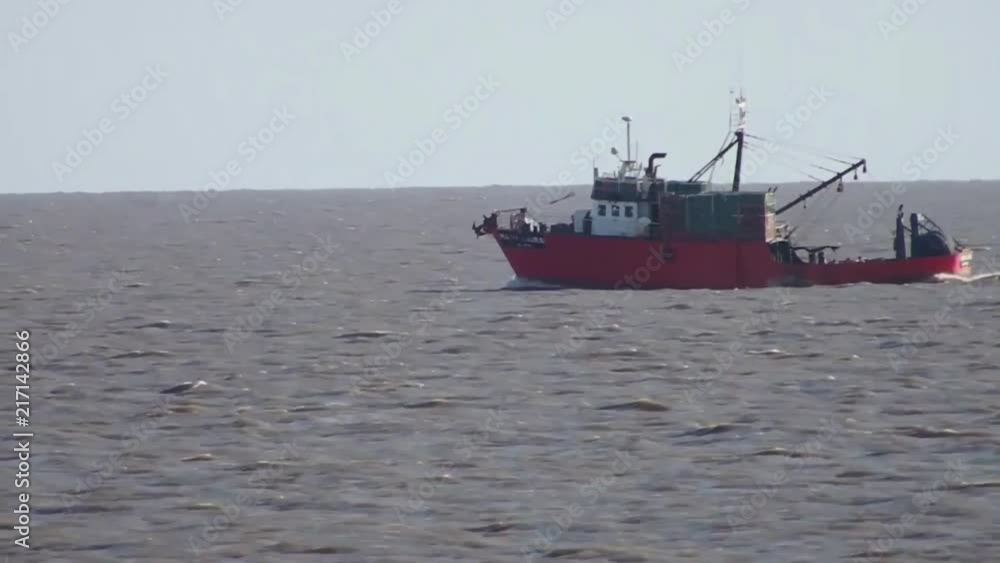Fishing boat from a great distance. Fishing boat from a great distance.