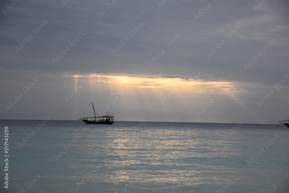 sansibar nungwi boat highlighted by sky