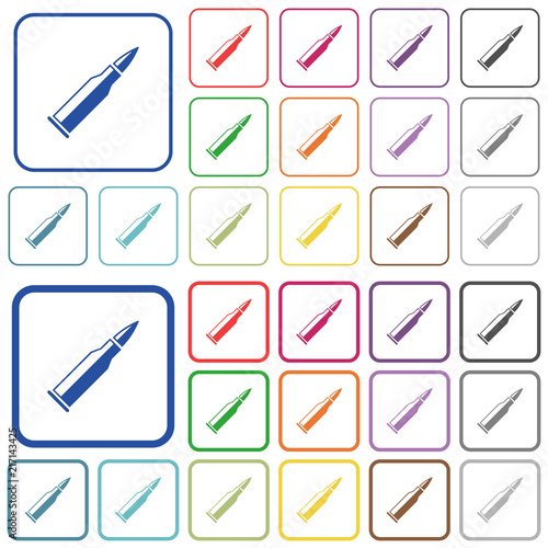 Bullet rifle ammo with gloss outlined flat color icons