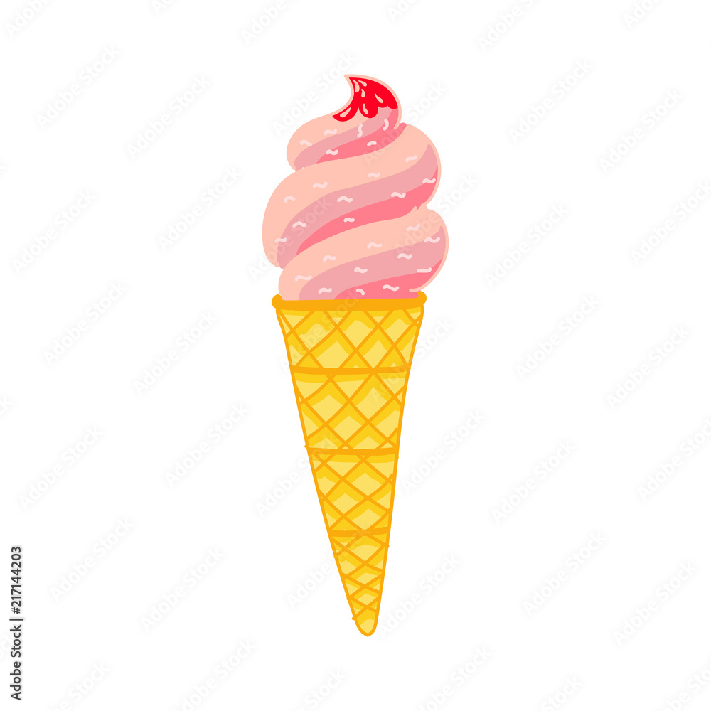 Ice cream in bright cartoon style. Icecream vector in nice colors isolated on white background.