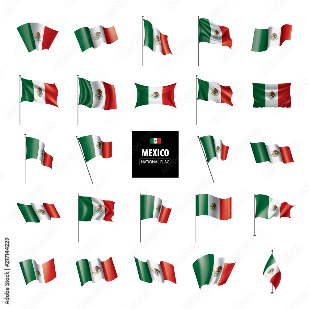 Mexican flag, vector illustration on a white background Mexican flag, vector illustration on a white background