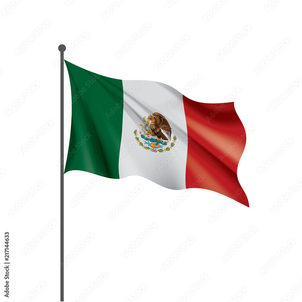 Mexican flag, vector illustration on a white background Mexican flag, vector illustration on a white background