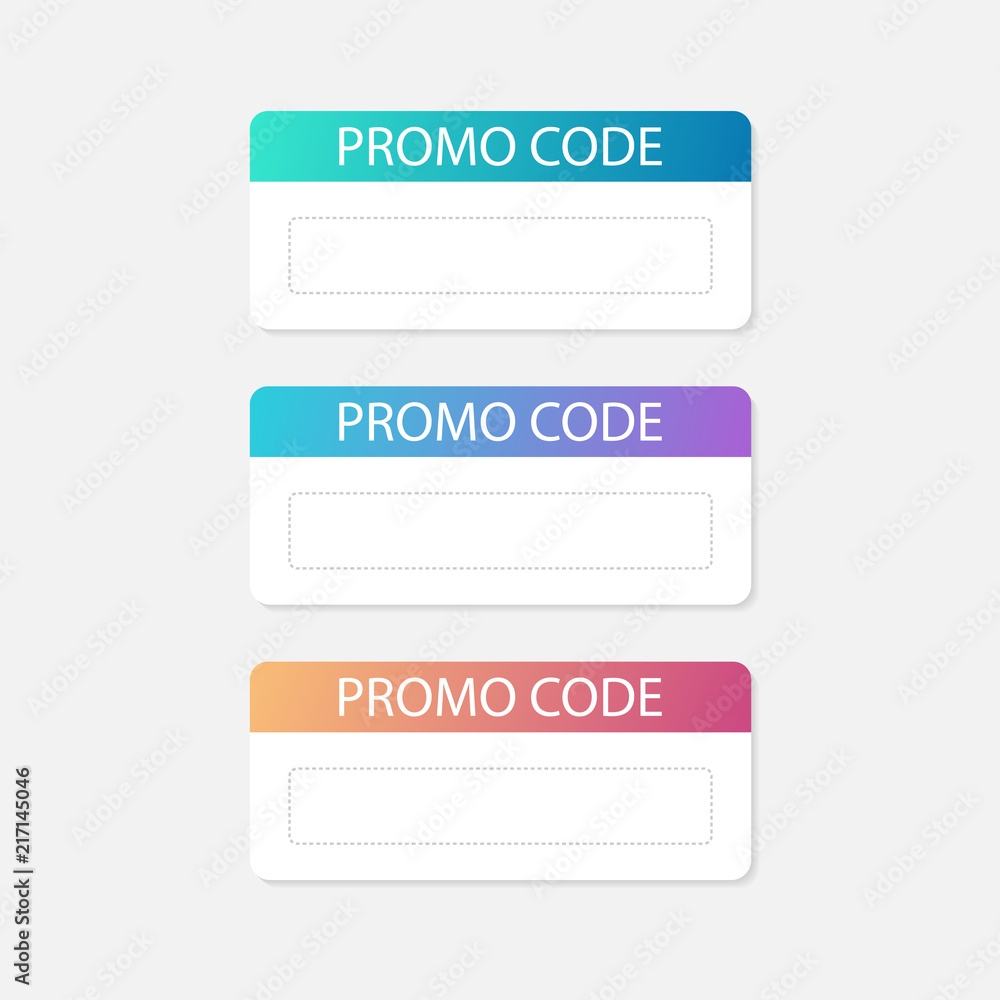 Promo code card. Discount on the banner. Discount icon. Vector illustration. Promo code card. Discount on the banner. Discount icon. Vector illustration.
