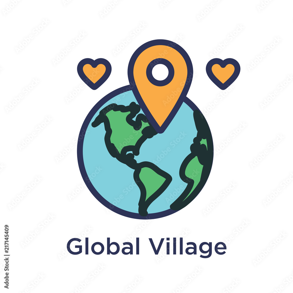 Team Building, Teamwork, and Connectivity Icon Set with Global Village Connection Team Building, Teamwork, and Connectivity Icon Set with Global Village Connection