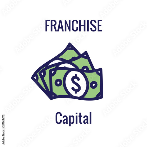 Franchise Icon Set with Home Office, corporate Headquarters and Franchisee Icon Images
