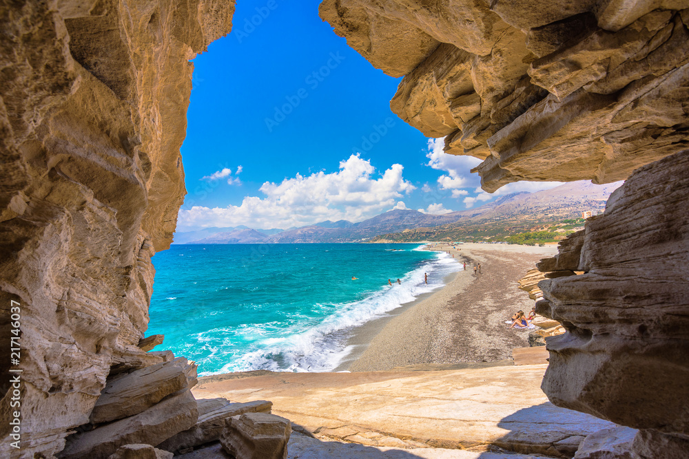 Fototapeta premium The beach of Triopetra with turquoise sea in Southern Crete, Greece