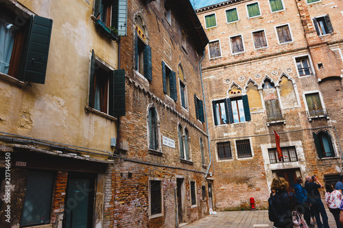 Venice, Italy - May 24, 2018: Beautiful architecture of a unique Venice. Postcard with a view of the city.