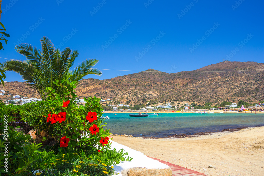 Famous Milopotas beach, Ios island, Cyclades, Greece