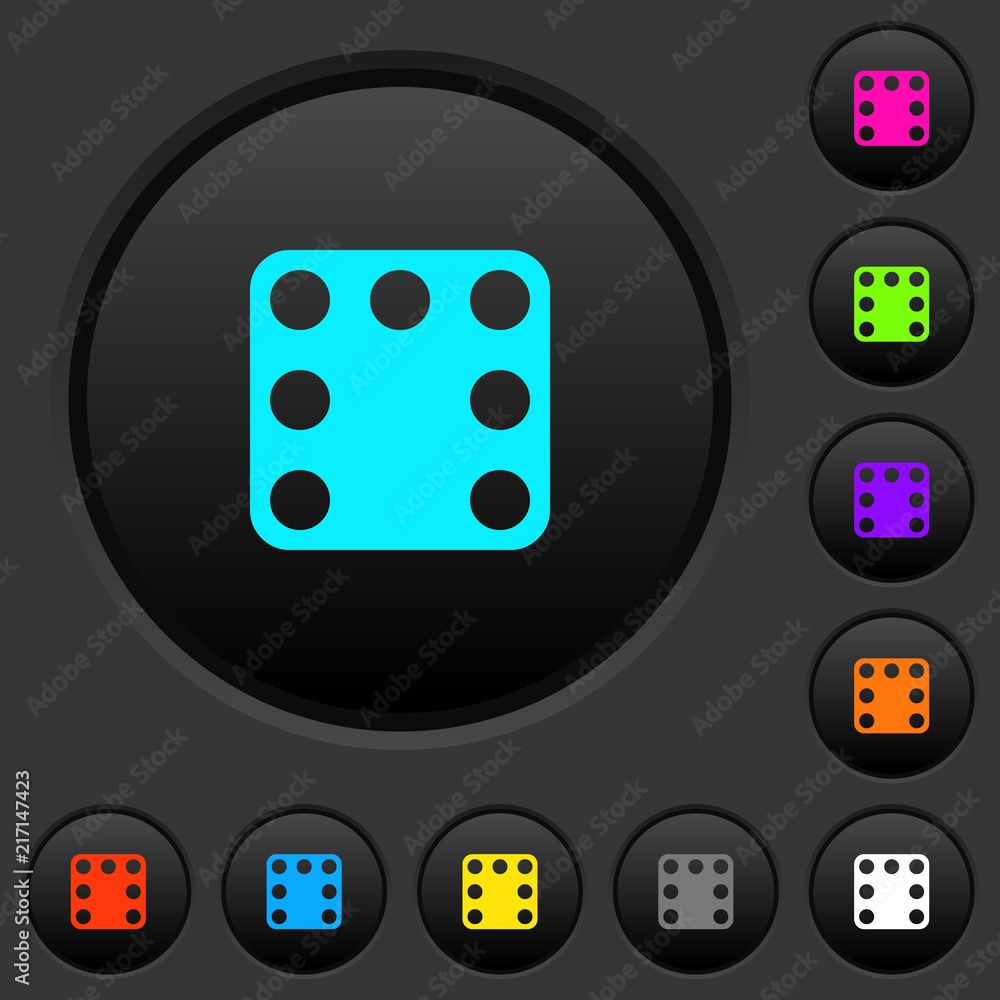 Domino seven dark push buttons with color icons