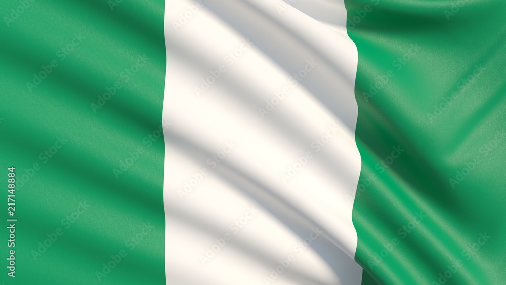 The flag of Nigeria. Waved highly detailed fabric texture.