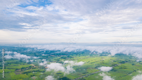 Aerial view of Cloudy sky high above the earth