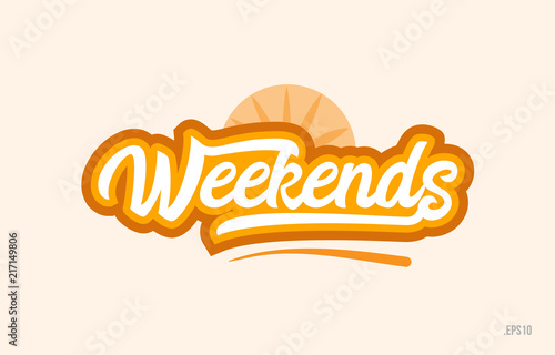 weekends orange color word text logo icon