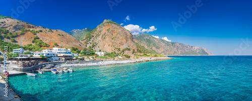 Greek village of Agia Roumeli, Chania, Crete, Greece. photo