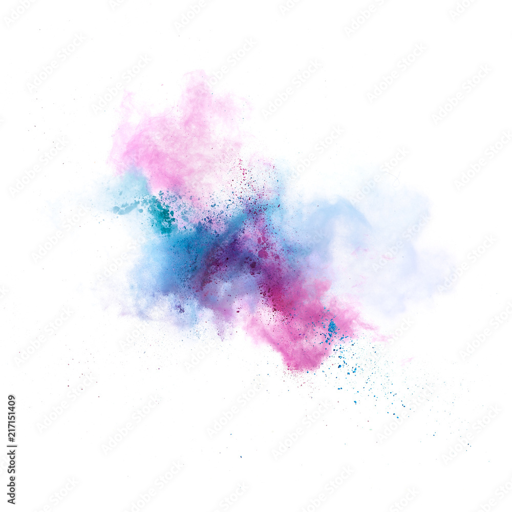Colorful powders on white background Colorful powders on white background