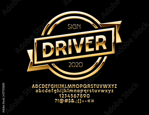Vector Golden Logo for Motorbike and Car Shop. Luxury Alphabet Letters, Numbers and Symbols.