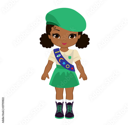 Junior scout girl, explorer girls, Camping Digital Kids.