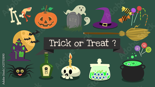 Vector ornament halloween cartoon collection .