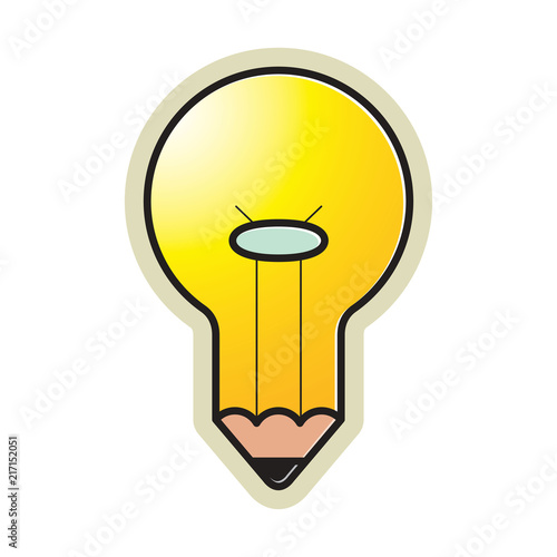 yellow color bulb with pencil vector drawing