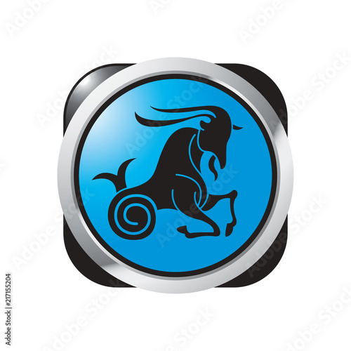 capricorn zodiac vector button or sign isolated on white background