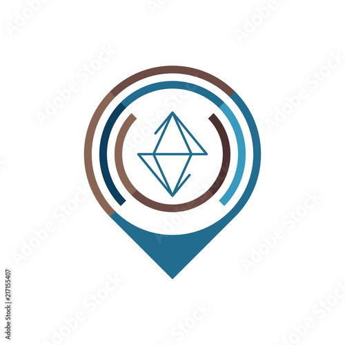 Free Download Marker with diamond logo template. Diamond in the marker blue color. Vector illustration. - GFXLoad