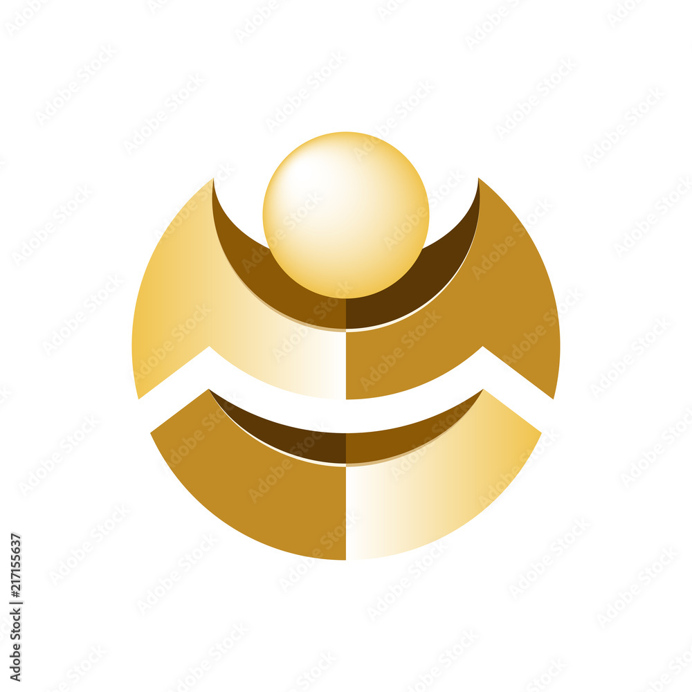 Gold balanced ball with abstract letter Gold balanced ball with abstract letter