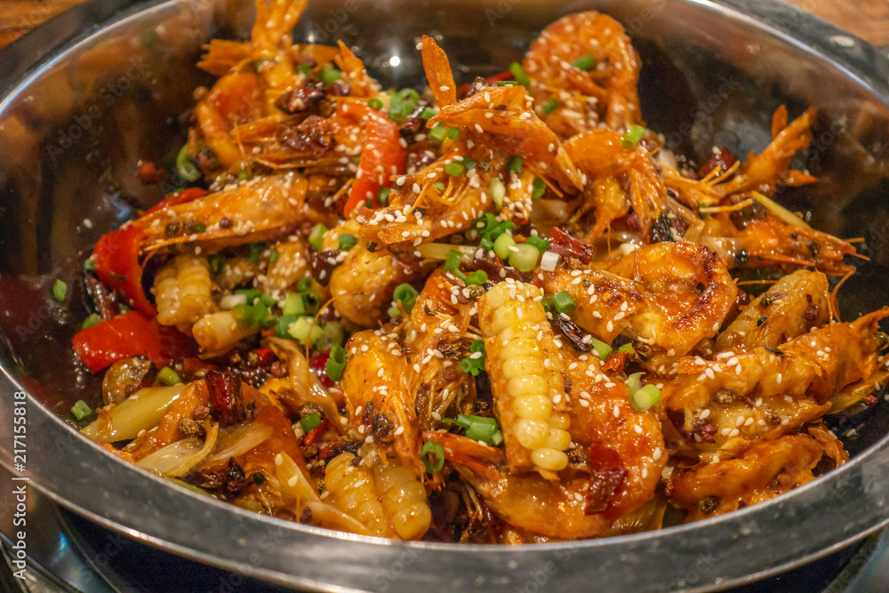 Delicious food spicy shrimp Delicious food spicy shrimp