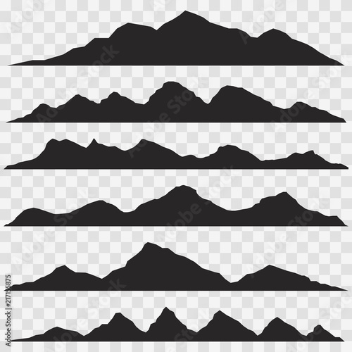 Silhouette mountain peaks.