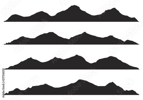 Silhouette mountain peaks.